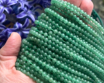 4mm Green Aventurine Beads, Chakra Beads, Green Waist Beads, Christmas Beads, Round Green Beads, Beads for Jewelry, Heart Chakra, 4mm Beads