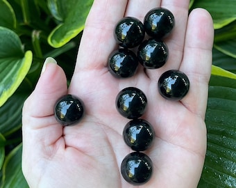 1 pc. 16mm Round Black Obsidian Gemstone sphere, Gemstone Marble, Black Crystal Ball, Earth Star Chakra,  .63" NO HOLE
