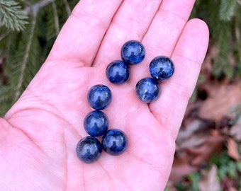 1 pc. 12mm Blue Sodalite Sphere, GENUINE Blue Sodalite Ball, Denim Lapis Stone, undrilled round stone, Chakra Stone, .5 in NO HOLE