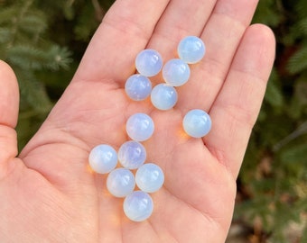 3 pc. 10mm Round Opalite Sphere, Glass Marbles, Sea Opal Marble, Crystal Ball, Opalescent Glass, Small Glass Ball, NO HOLE