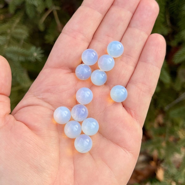 3 pc. 10mm Round Opalite Sphere, Glass Marbles, Sea Opal Marble, Crystal Ball, Opalescent Glass, Small Glass Ball, NO HOLE