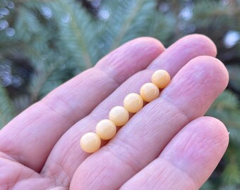 6 pcs 6mm Yellow Jasper Spheres, Tiny Yellow Jasper Orb, Healing Stones, Round Yellow Jasper, Genuine Gemstone Balls, NO HOLE,