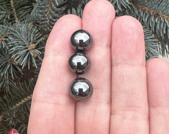 3pcs 10mm Hematite Spheres, Genuine Healing Crystals, Healing Stones, Round Hematite Spheres, wire wrapping, cage jewelry, NO HOLE