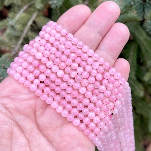 4mm Rose Quartz Crystal Beads, Round Pink Beads, Beads for Valentine&#39;s Day, Jewelry Beads, Pink Beads, Love, One Strand=Approx 95 beads