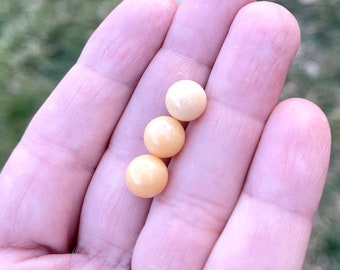 3 Yellow Jasper Spheres: 8mm Gemstone Balls, Undrilled