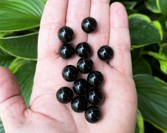 1 pc. 12mm Round Black Crystal Sphere, Round Black Obsidian Marble, Black Crystal Ball, Earth Star Chakra Stone, 12mm=1/2 inch - NO HOLE