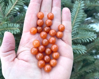 3pcs. Orange Aventurine Crystal Spheres: 10mm Sacral Chakra Stones (Undrilled)