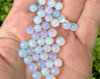 25 pieces, 6mm Opalite Spheres, Round Opalite Marble, No Hole, opalescent crystal ball, tiny glass marble, undrilled round orb NO HOLE