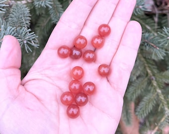 3 pc. 10mm Round Carnelian Crystal, Gemstone Marble, Small Red Crystal Ball, Stone for jewelry making, wire wrapping - 1/3 in NO HOLE