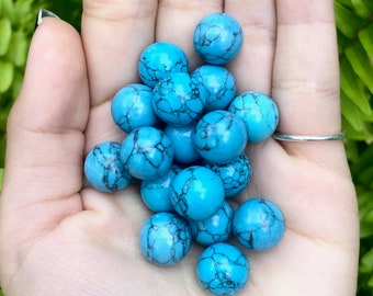 1pc 12mm Blue Howlite, Turquoise-colored Sphere, Undrilled gemstone, Fairy Ball, Throat Chakra Stone, Chakra sphere, about .5 inch NO HOLE