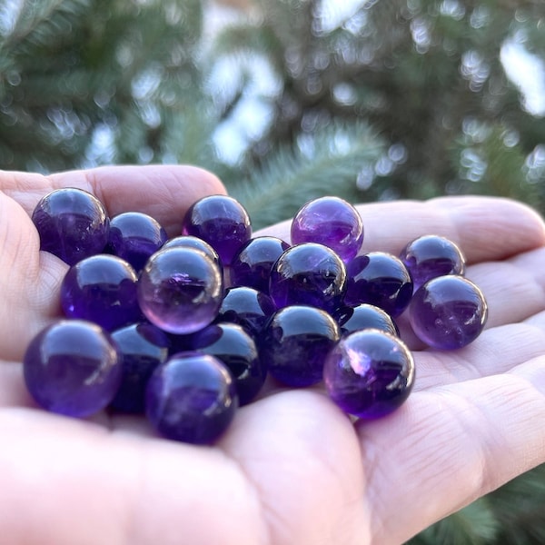 1 pc. 12mm Amethyst Crystal Sphere, Healing Crystal, Crown Chakra, Purple Chevron Amethyst, Small Gemstone Sphere, GENUINE Stone, NO HOLE