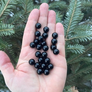 3 pc. 10mm Black Onyx spheres, Chakra Healing Stone, Black Crystal Ball, Earth Star Chakra, Chakra jewelry, wire wrapping, 1/3 in NO HOLE