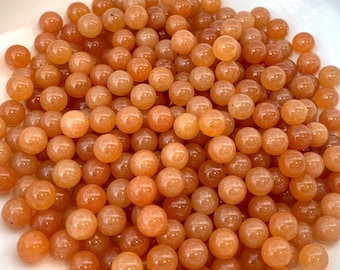 Bulk Lot 25 pcs+, 6 mm Orange Aventurine Spheres, Round Stone Marbles, Chain Maille Stones, Round Stone Balls, NO HOLE, undrilled