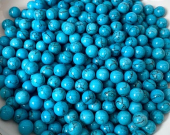 Bulk Lot 25 pcs+, 6 mm Blue Howlite Spheres, Chain Maille Stones, Throat Chakra, Round Stone Balls, No Hole, jewelry balls, undrilled