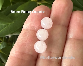 3 pcs 8mm Rose Quartz Spheres, Rose Quartz Orb, Healing Stones, Round Rose Quartz Gemstone Balls, NO HOLE, pink crystal ball