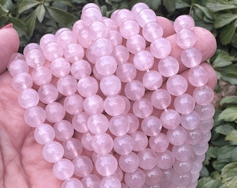 8mm Rose Quartz Beads: Smooth Round Pink Gemstone Beads (Appx 47)