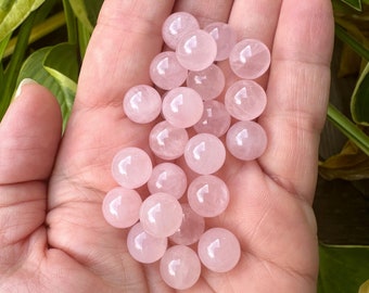 3 pcs. 10mm Rose Quartz Crystal Spheres, Pink Round Marble, REAL Gemstones, Healing Stones, Undrilled, Loose Gemstones, NO HOLE