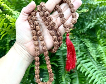 GENUINE Rudraksha Mala Necklace w/ Tassel, Natural Rudraksha, Meditation, Buddhist Prayer, Spiritual Jewelry, Yoga Mala, handpicked in Nepal