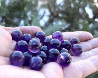 1 pc. 12mm Amethyst Crystal Sphere, Healing Crystal, Crown Chakra, Purple Chevron Amethyst, Small Gemstone Sphere, GENUINE Stone, NO HOLE
