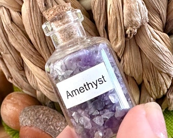 Amethyst Gemstone Bottle: Anxiety Relief, Chakra Healing Chips