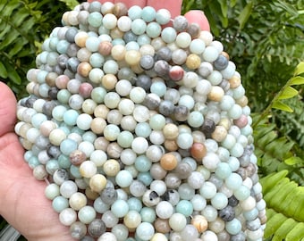 6mm Multicolor Amazonite Beads: Genuine Gemstone Round Beads (Approx 65/Strand)