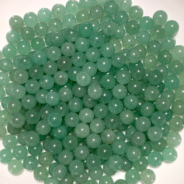 Bulk Lot 25 pcs+, 6mm Green Aventurine, Mini Crystal Spheres, Round Stone Marbles, green crystal ball, GENUINE Aventurine, NO HOLE