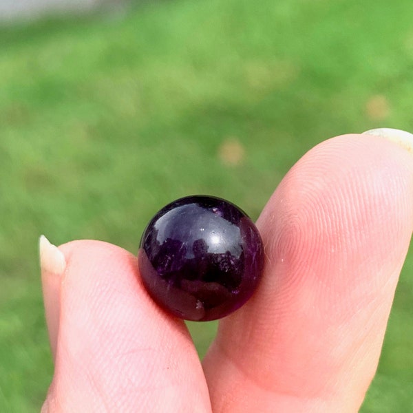 1 pc. 12mm Dark Amethyst Sphere, DEEP Purple Amethyst, Crown Chakra Stone, Purple Amethyst, Small Sphere, Genuine Amethyst, .5 inch, NO HOLE