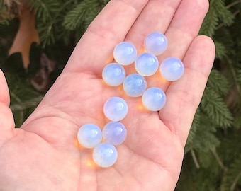 1 pc. 12mm Round Opalite Sphere, Glass Marble, Small Crystal Ball, Opalescent Glass, Blue Sphere, Healing Stones, Small Glass Ball, NO HOLE