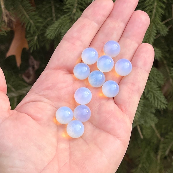 1 pc. 12mm Round Opalite Sphere, Glass Marble, Small Crystal Ball, Opalescent Glass, Blue Sphere, Healing Stones, Small Glass Ball, NO HOLE