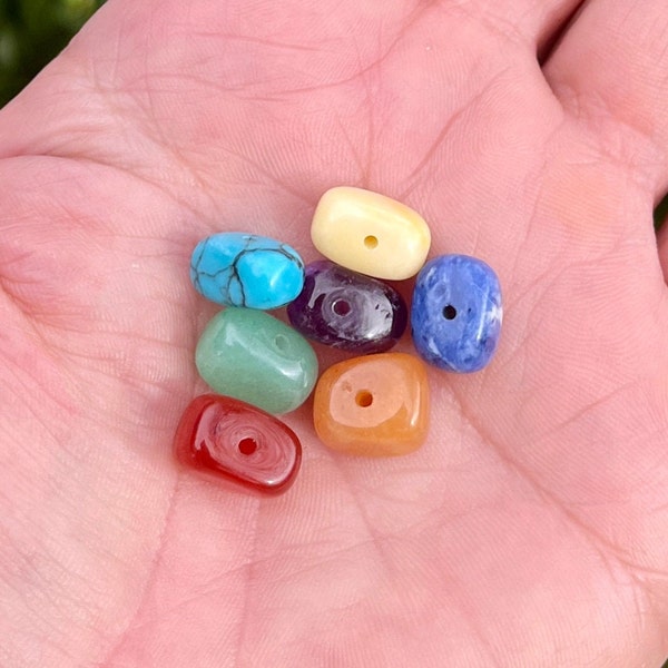 7 Chakra Beads SET, Real Chakra Crystals, Chakra Healing Stones, Real Chakra Stones, Healing Crystals, APPROX: 8mm x 4mm, 1 each of 7 Beads