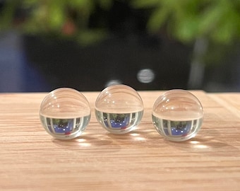 3 pcs 10mm Round Quartz Crystal Spheres, Genuine Rock Crystal Marbles, PERFECTLY CLEAR, Pools of Light, AA Quality, Crystal Ball, No Hole