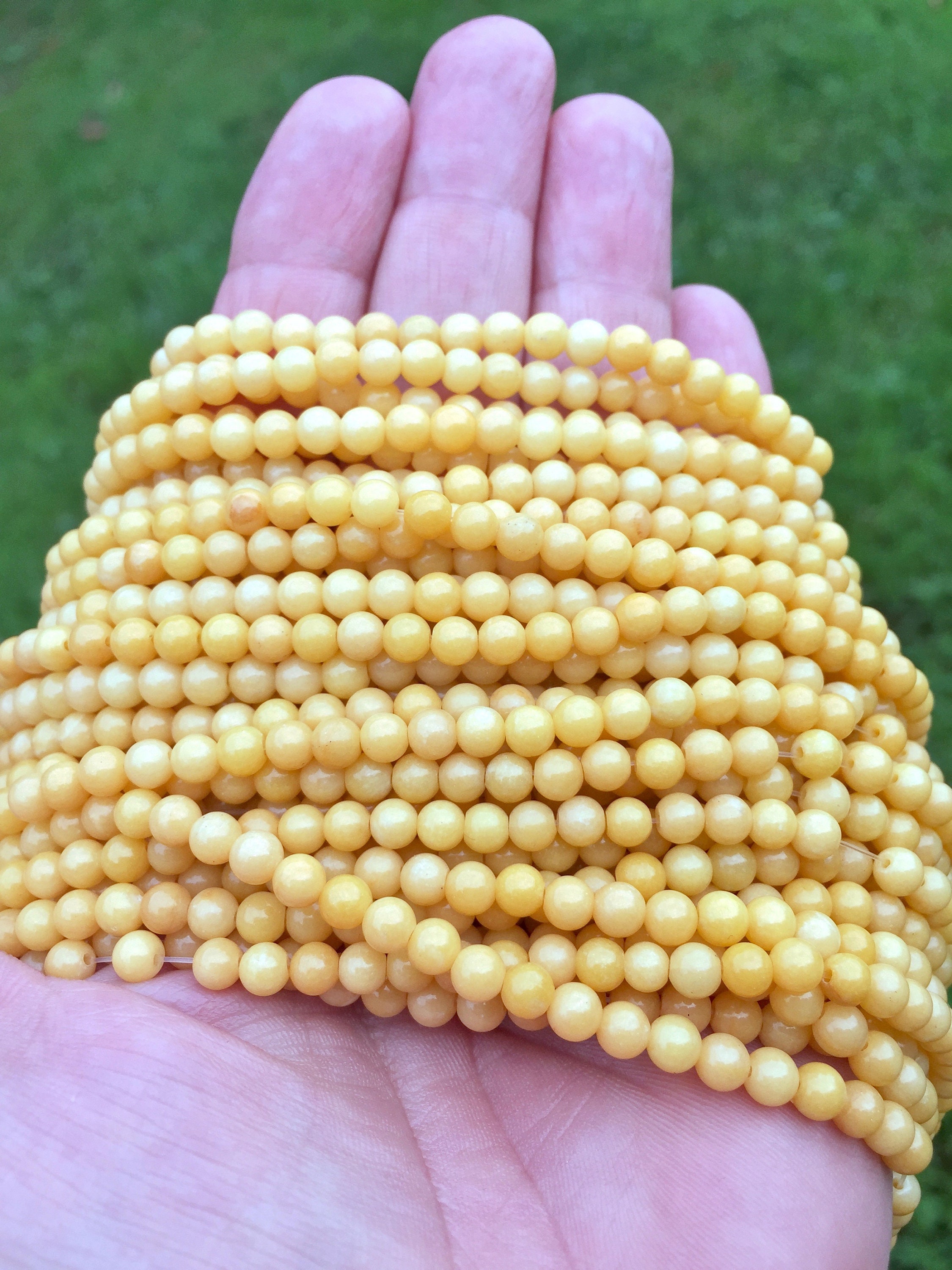 4mm Yellow Jasper Beads Small Round Beads Chakra Beads Etsy