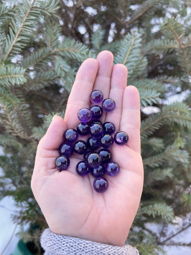 1 pc. 12mm Amethyst Crystal Sphere, Healing Crystal, Crown Chakra, Purple Chevron Amethyst, Small Gemstone Sphere, GENUINE Stone, NO HOLE image 3