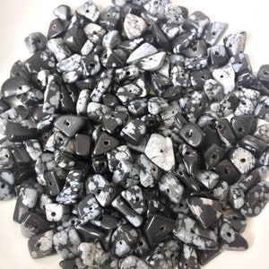 20g Snowflake Obsidian BEAD chips, Nugget Beads, About 100, Black & White Beads, Tree of Life Beads, Fairy Garden, Zen Garden, Terrarium