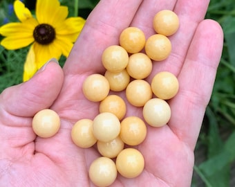 1 pc. 12mm Yellow Jasper Crystal Sphere, Yellow Marble, Solar Plexus Chakra, AA Quality, Genuine Round Jasper Spheres,  1/2 inch, NO HOLE