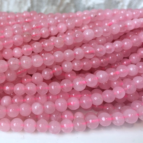 4mm Rose Quartz Crystal Beads, Round Pink Beads, Beads for