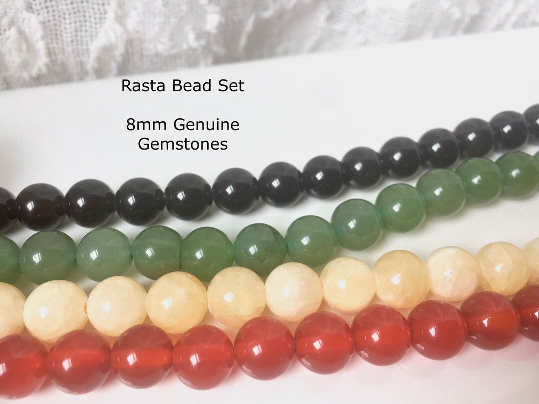8mm Rasta Bead Set, Rasta Beads, Kwanzaa Gift, Rasta Bracelet, Rasta