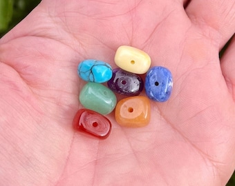 1 set of 7 Chakra Crystal Beads, Chakra Stones, GENUINE Gemstones, Healing Chakra Gemstones, Yoga Beads, Approx. 10mm x 5mm, Choose qty