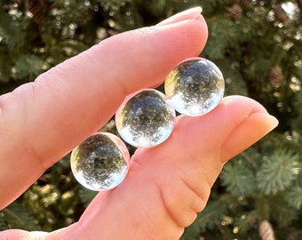 3 pcs. 12mm PERFECTLY CLEAR Round Quartz Crystal Balls, AA Quality Orbs, Genuine Rock Crystal Quartz, Crystal Ball, 1/2 inch, No Hole