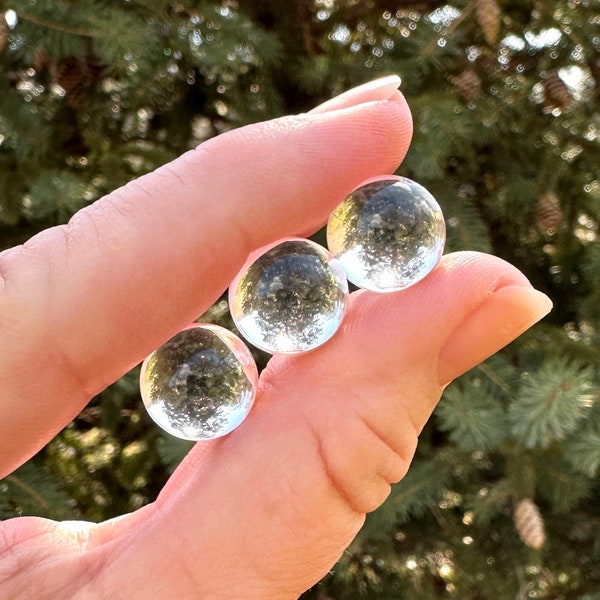 3 pcs. 12mm PERFECTLY CLEAR Round Quartz Crystal Balls, AA Quality Orbs, Genuine Rock Crystal Quartz, Crystal Ball, 1/2 inch, No Hole