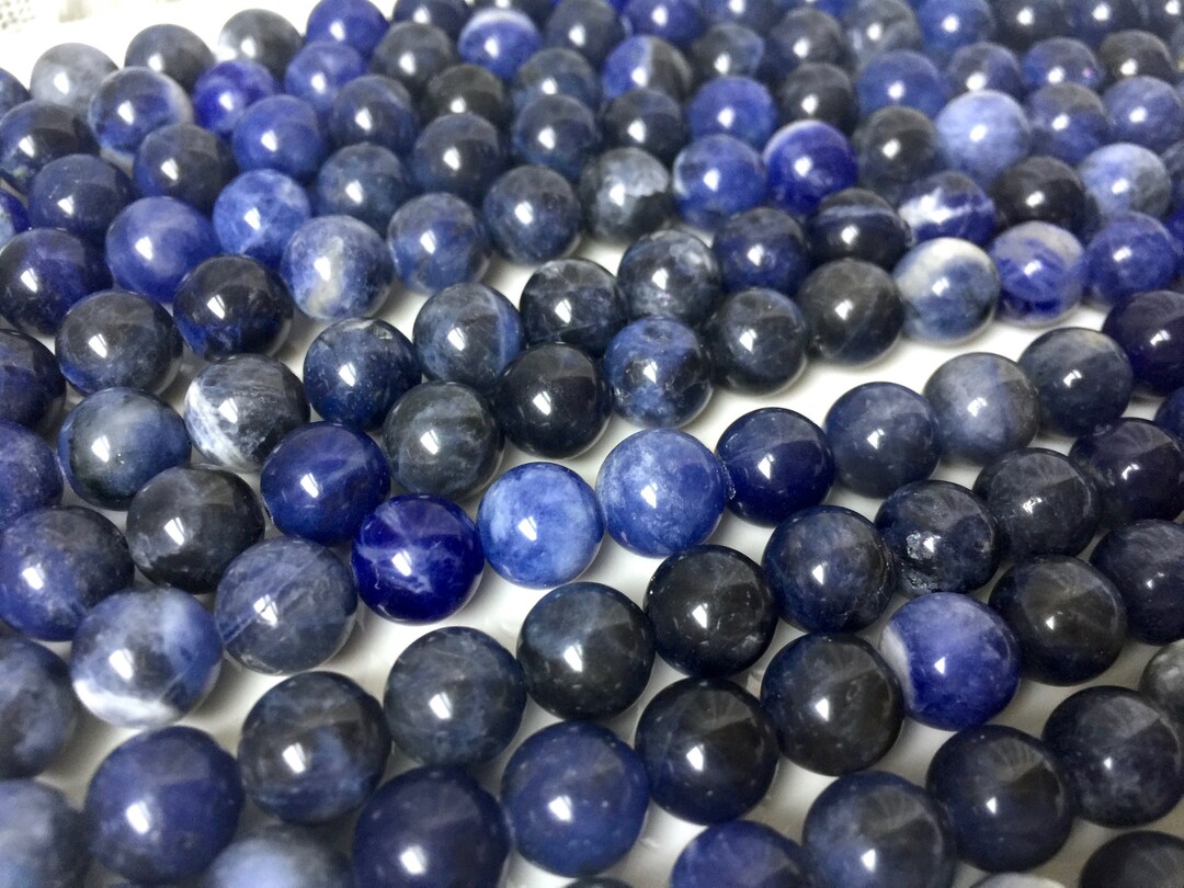 8mm Blue Sodalite Crystal Beads Mala Bracelet Beads Blue Etsy
