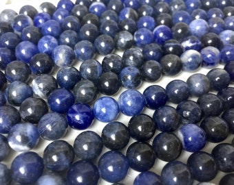 8mm Blue Sodalite Crystal Beads, Mala Bracelet Beads, Blue Sodalite Beads, 8 mm Round Beads, Gemstone Bead Strand, Approx 47 beads / strand