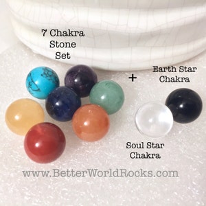 7 Chakra Stone Gift SET, Chakra Crystals, 12mm Genuine Chakra Stones, Yoga Gift, Reiki, Add Soul Star Earth Star Chakras, w/PouchCard image 6