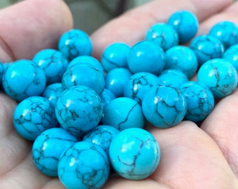 1pc 10mm Blue Howlite, Turquoise-colored Sphere, Undrilled gemstone, Fairy Ball, Throat Chakra Stone, Chakra sphere, about .4 inch NO HOLE