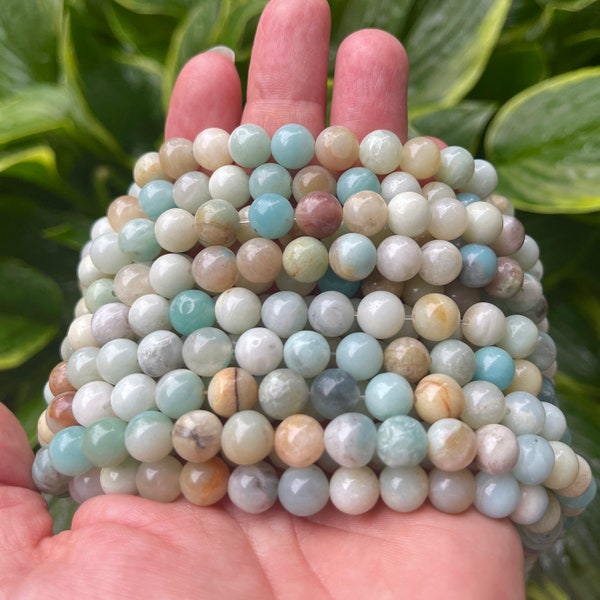 8mm Amazonite Beads, Beads for Bracelets, Mala Beads, Mala Bracelet Beads, Amazonite Beads, Healing Beads, 8mm Round Beads, Approx 45 beads