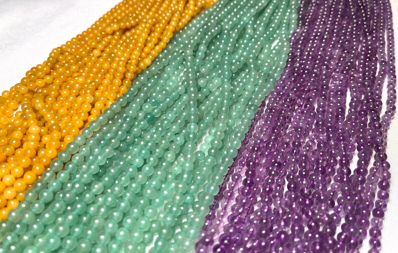 Mardi Gras New Orleans Bead Set 1 Strand Each of 4mm Etsy