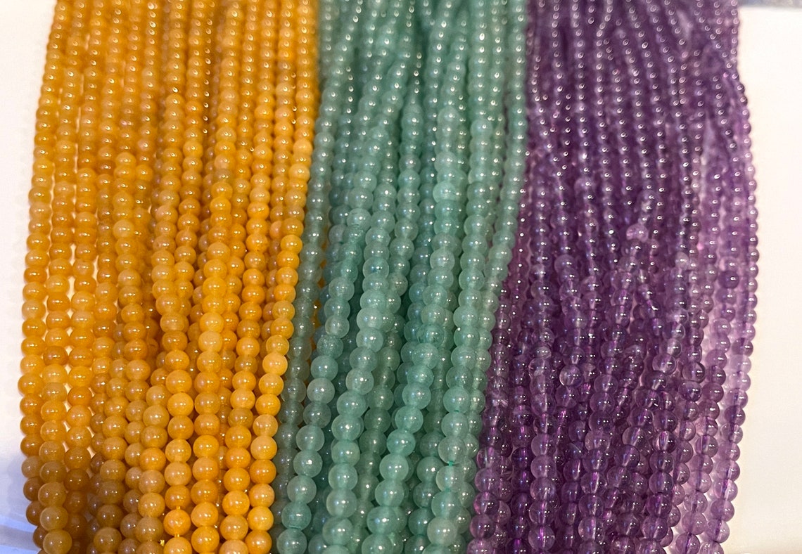 Mardi Gras New Orleans Bead Set 1 Strand Each of 4mm Etsy
