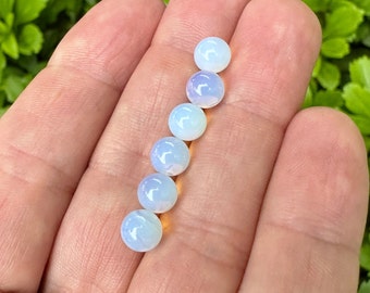 6 pieces, 6mm Opalite Spheres, Round Opalite Marble, No Hole, opalescent crystal ball, tiny glass marble, undrilled round orb NO HOLE