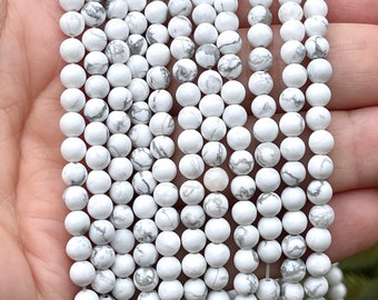 4mm Round White Howlite Beads, 4mm Gemstone Beads, Beads for Waist Beads, 4 mm Round White Beads, 1 Order = Apprx 95 beads