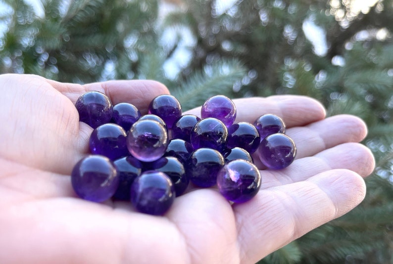 1 pc. 12mm Amethyst Crystal Sphere, Healing Crystal, Crown Chakra, Purple Chevron Amethyst, Small Gemstone Sphere, GENUINE Stone, NO HOLE image 1